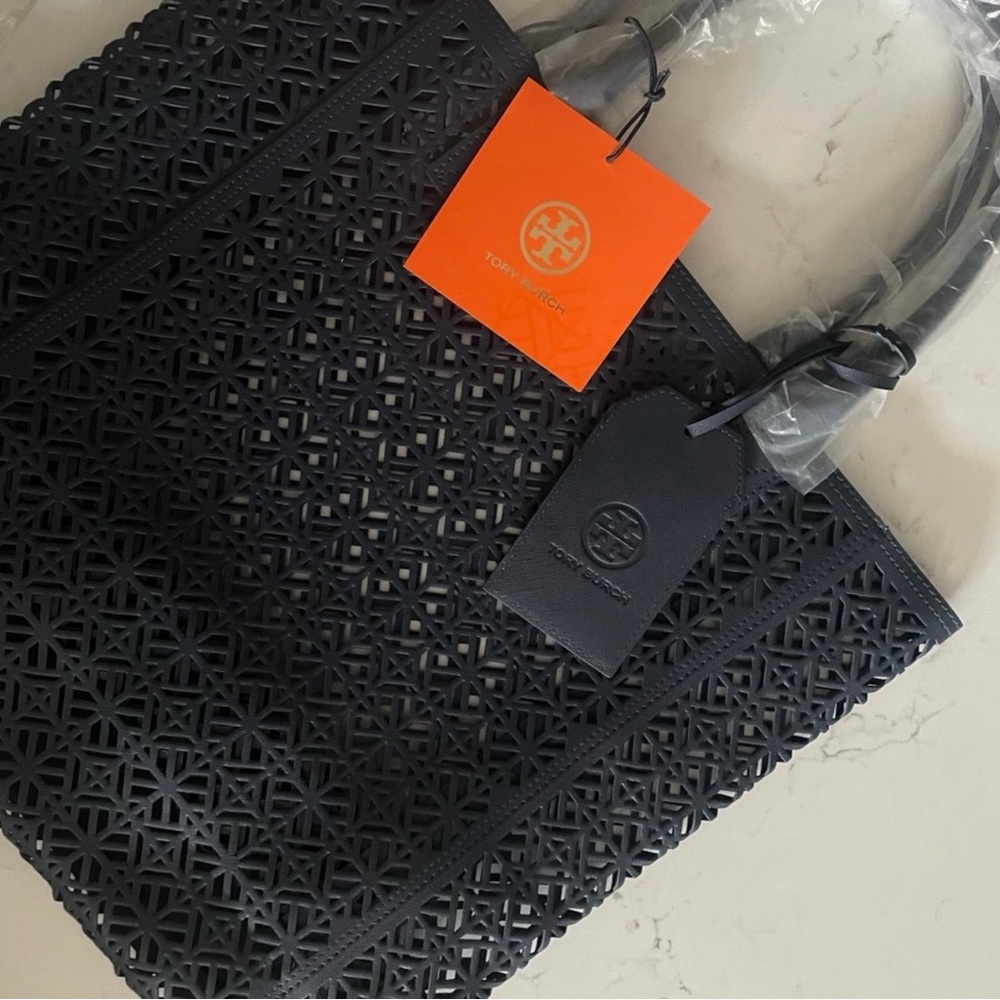 Tory Burch Navy Cutout Tote